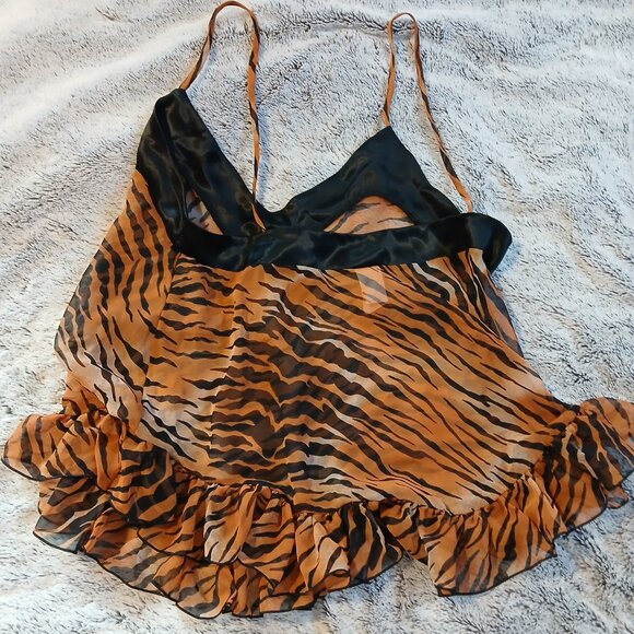 Fantasy Lingerie Vintage Women's Tiger Print Babydoll Top SZ M GUC - Picture 5 of 8